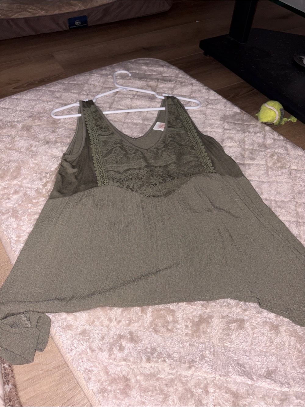 Self Esteem Olive Green Sleeveless Tunic with Lace Yoke